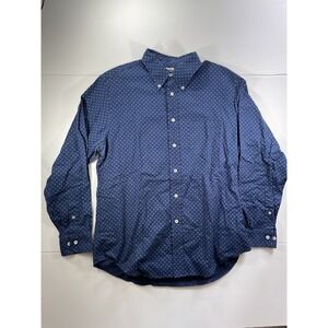 Brooks Brothers Shirt Mens Large Ship Wheel Pattern Button Up Blue Long Sleeve